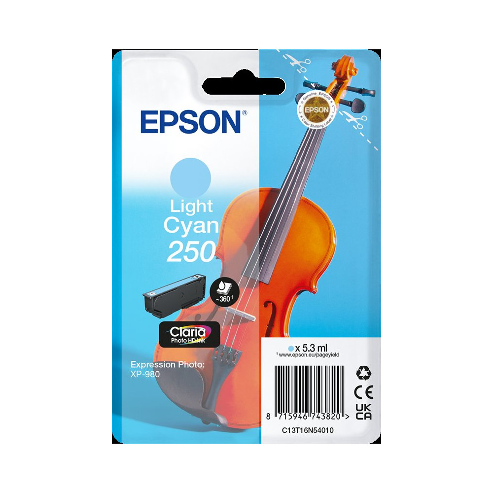 Epson 250 ciano (chiaro) Cartuccia d'inchiostro (C13T16N54010)