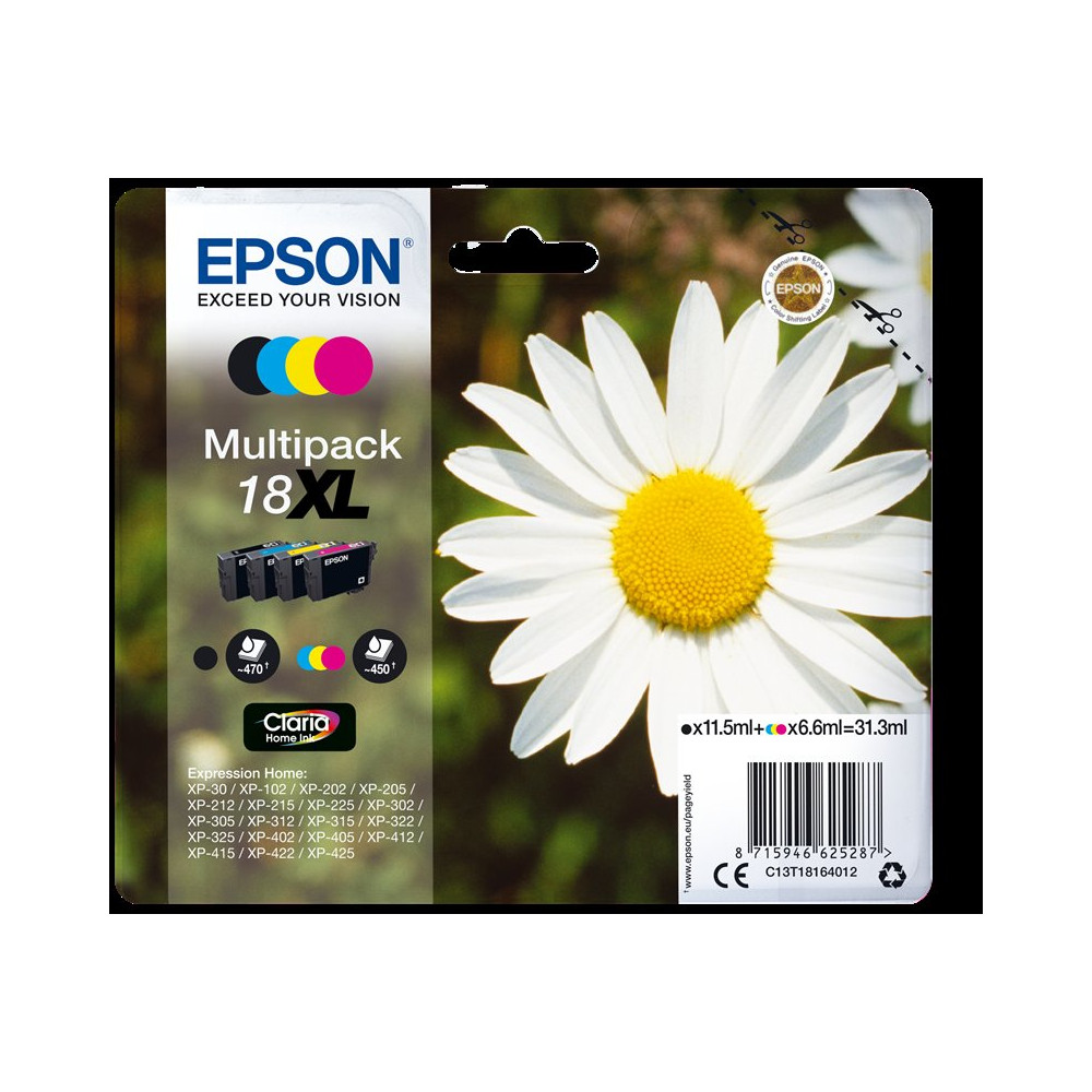 Epson 18 XL Multipack nero / ciano / magenta / giallo (C13T18164012)