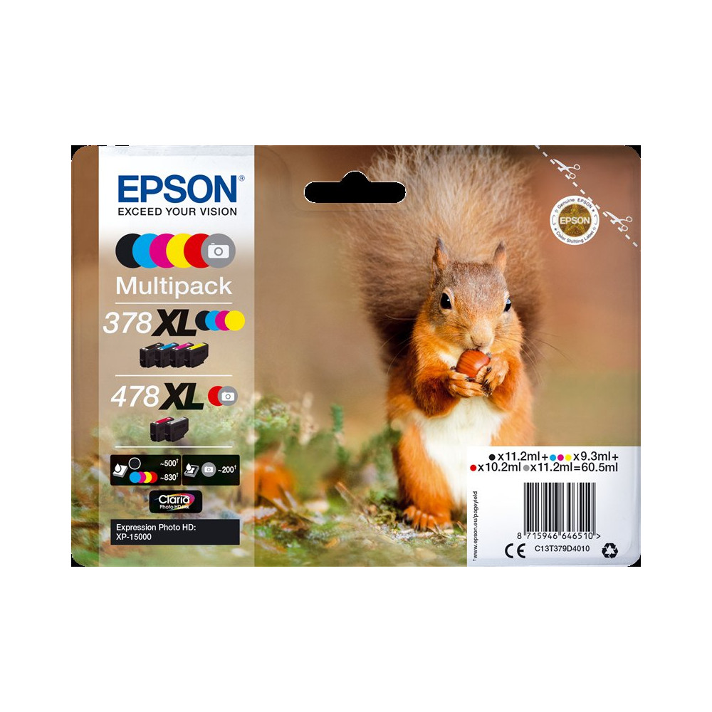 Epson 378XL+478XL Multipack nero / ciano / magenta / giallo / Rosso / Grigio (C13T379D4010)