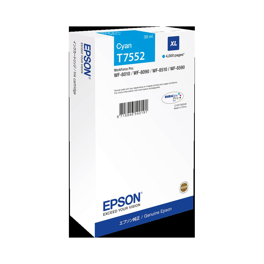Epson T7552 XL ciano Cartuccia d'inchiostro (C13T75524N)