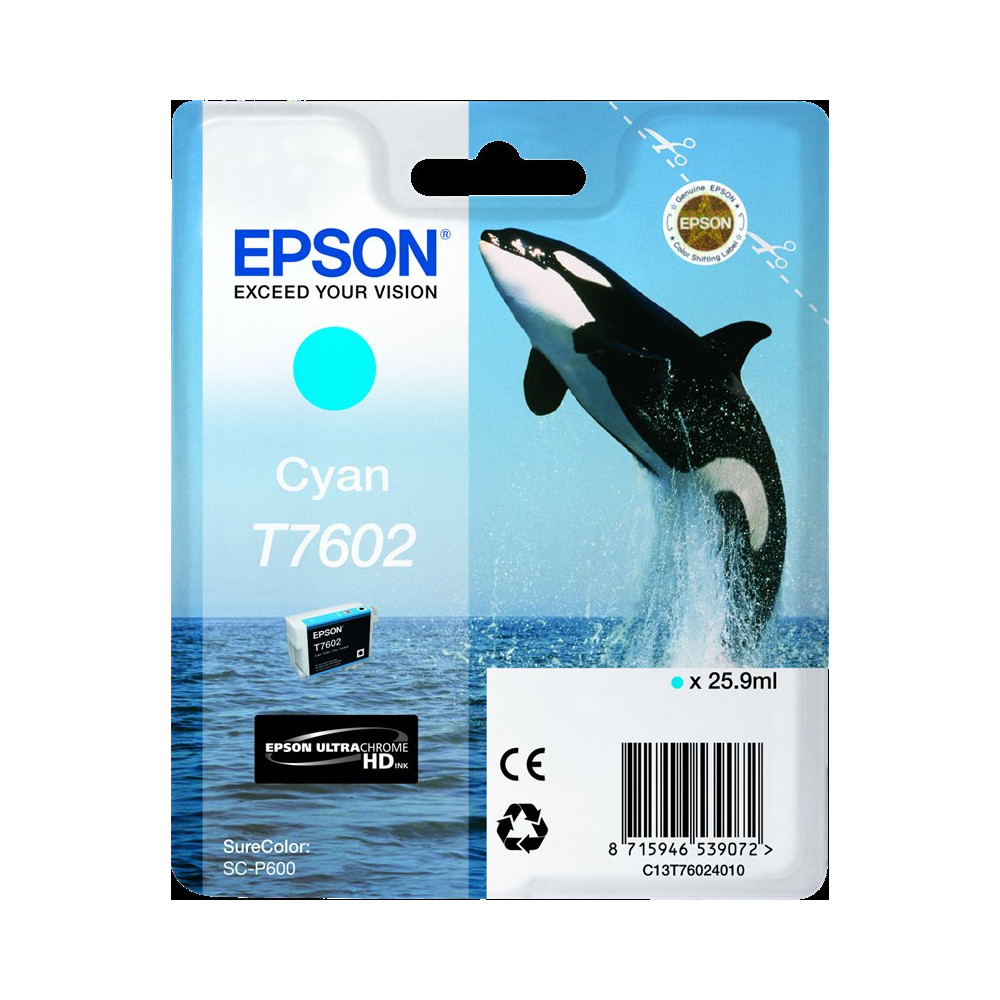 Epson T7602 ciano Cartuccia d'inchiostro (C13T76024010)