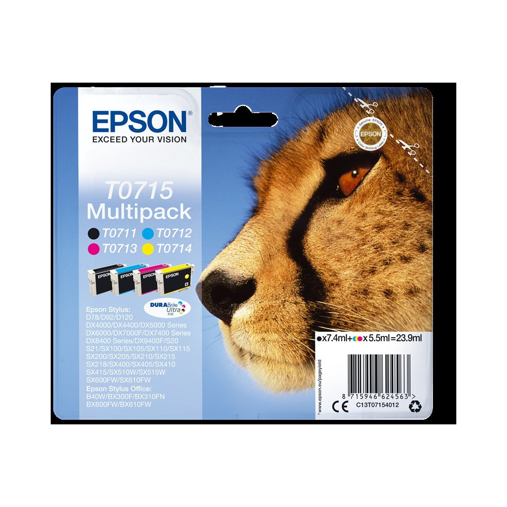 Epson T0715 Multipack nero / ciano / magenta / giallo (C13T07154012)