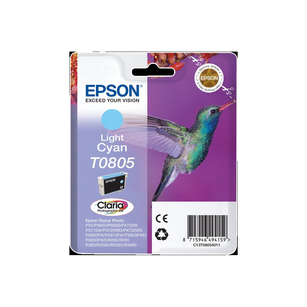 Epson T0805 ciano (chiaro) Cartuccia d'inchiostro (C13T08054011)
