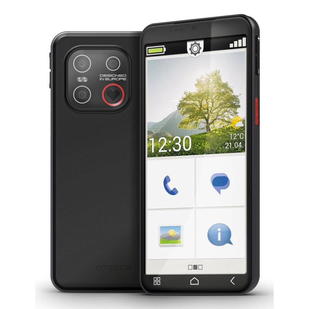 EMPORIA SMART 7 MINI EASY SMARTPHONE 5.5" OCTA CORE 128GB RAM 6GB 4G LTE ITALIA BLACK
