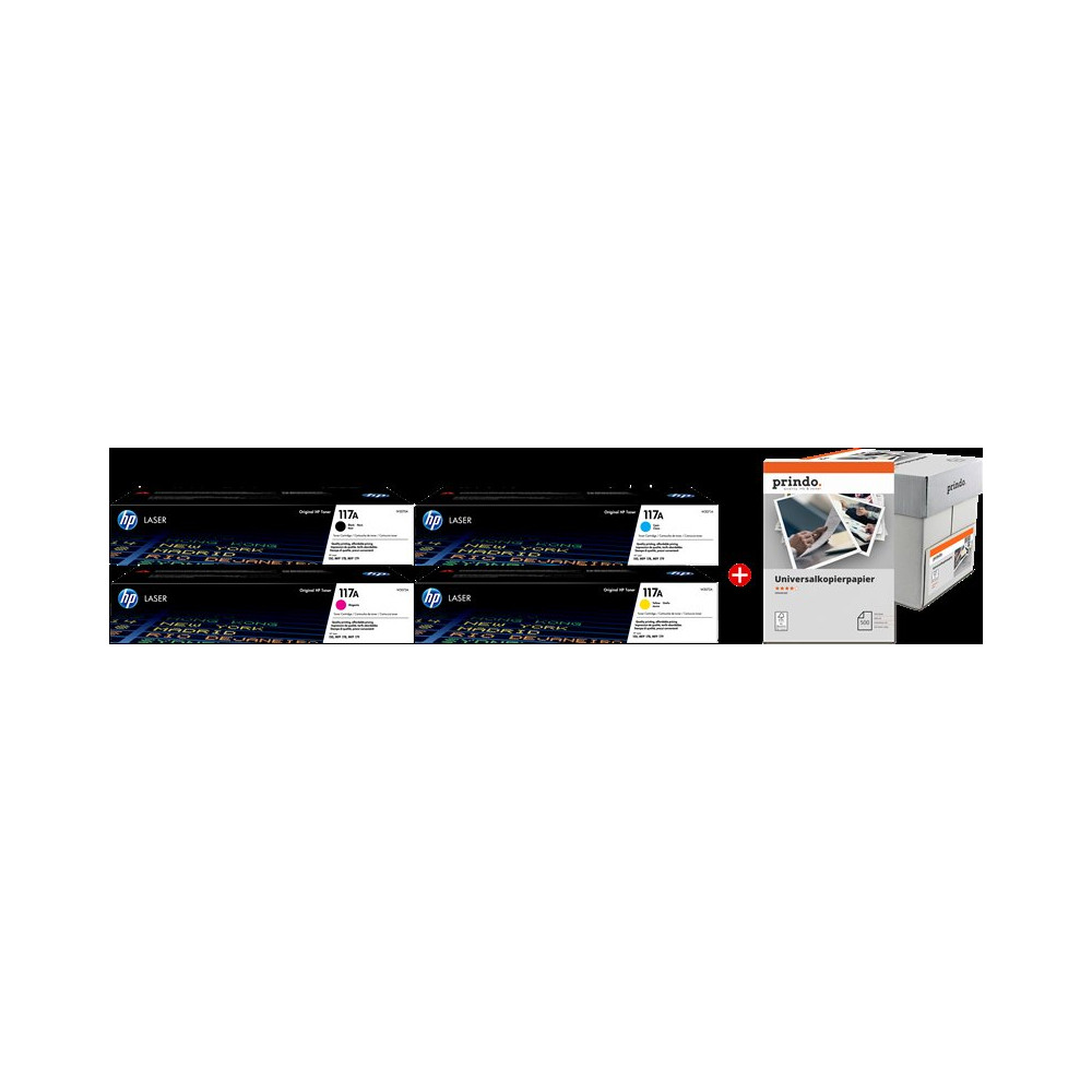 HP + Prindo Universal Papier 2500 Blatt nero / ciano / magenta / giallo / Bianco Value Pack (117A MCVP 02)