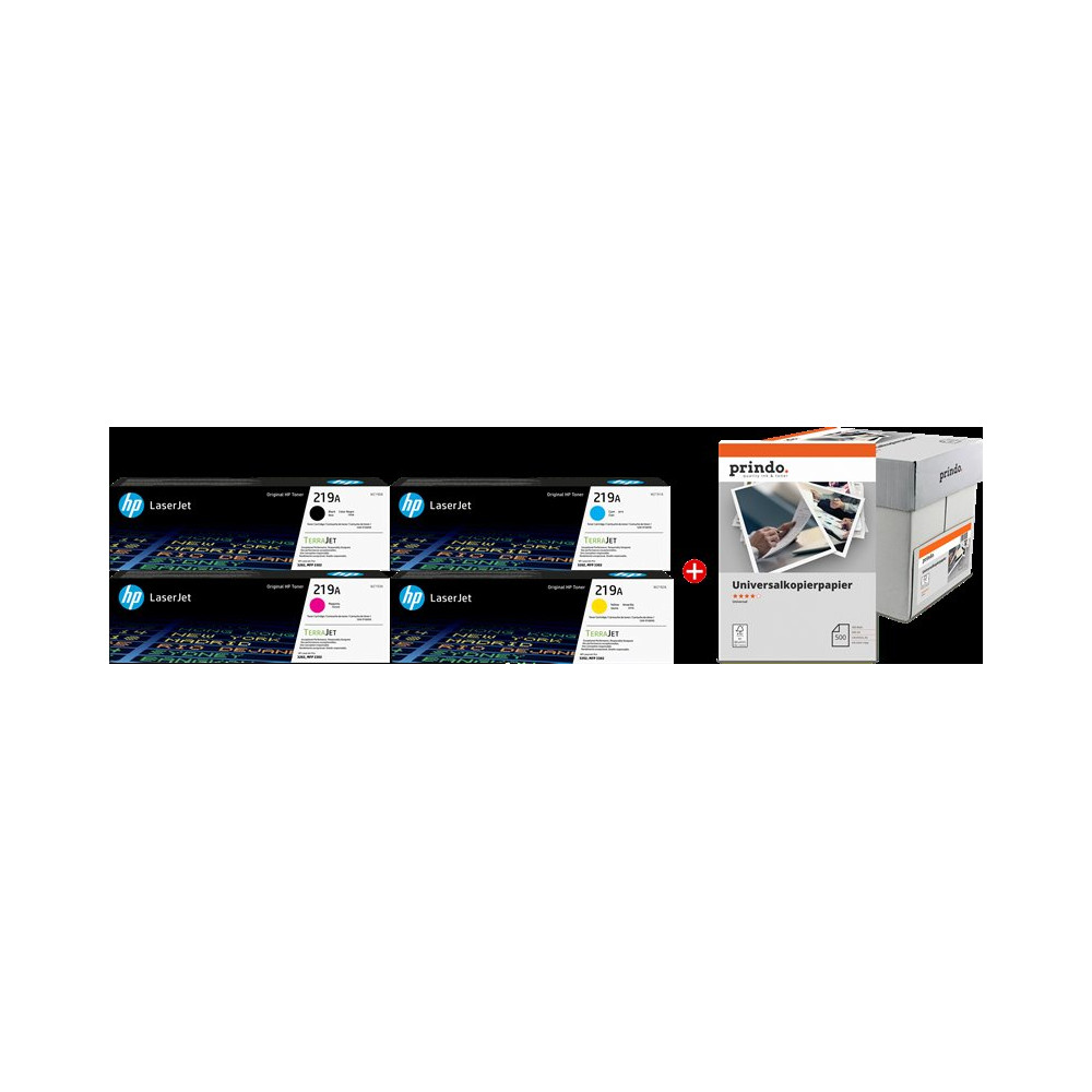 HP + Prindo Universal Papier 2500 Blatt nero / ciano / magenta / giallo / Bianco Value Pack (219A MCVP)