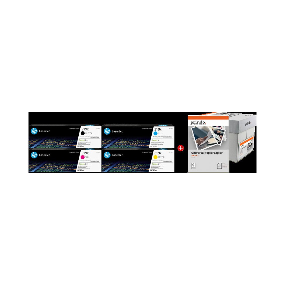 HP + Prindo Universal Papier 2500 Blatt nero / ciano / magenta / giallo / Bianco Value Pack (219X MCVP)