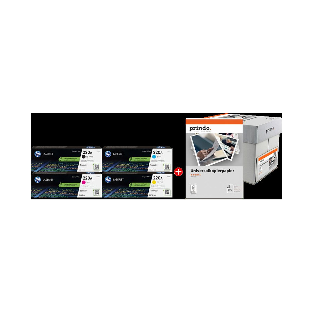 HP + Prindo Universal Papier 2500 Blatt nero / ciano / magenta / giallo / Bianco Value Pack (220A MCVP)