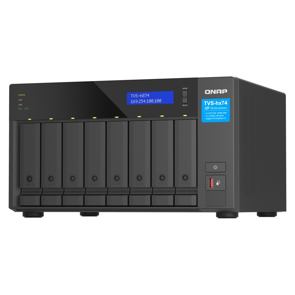 QNAP TVS-h874X NAS Tower Intel® Core™ i9 64 GB DDR4 0 TB QuTS hero Nero