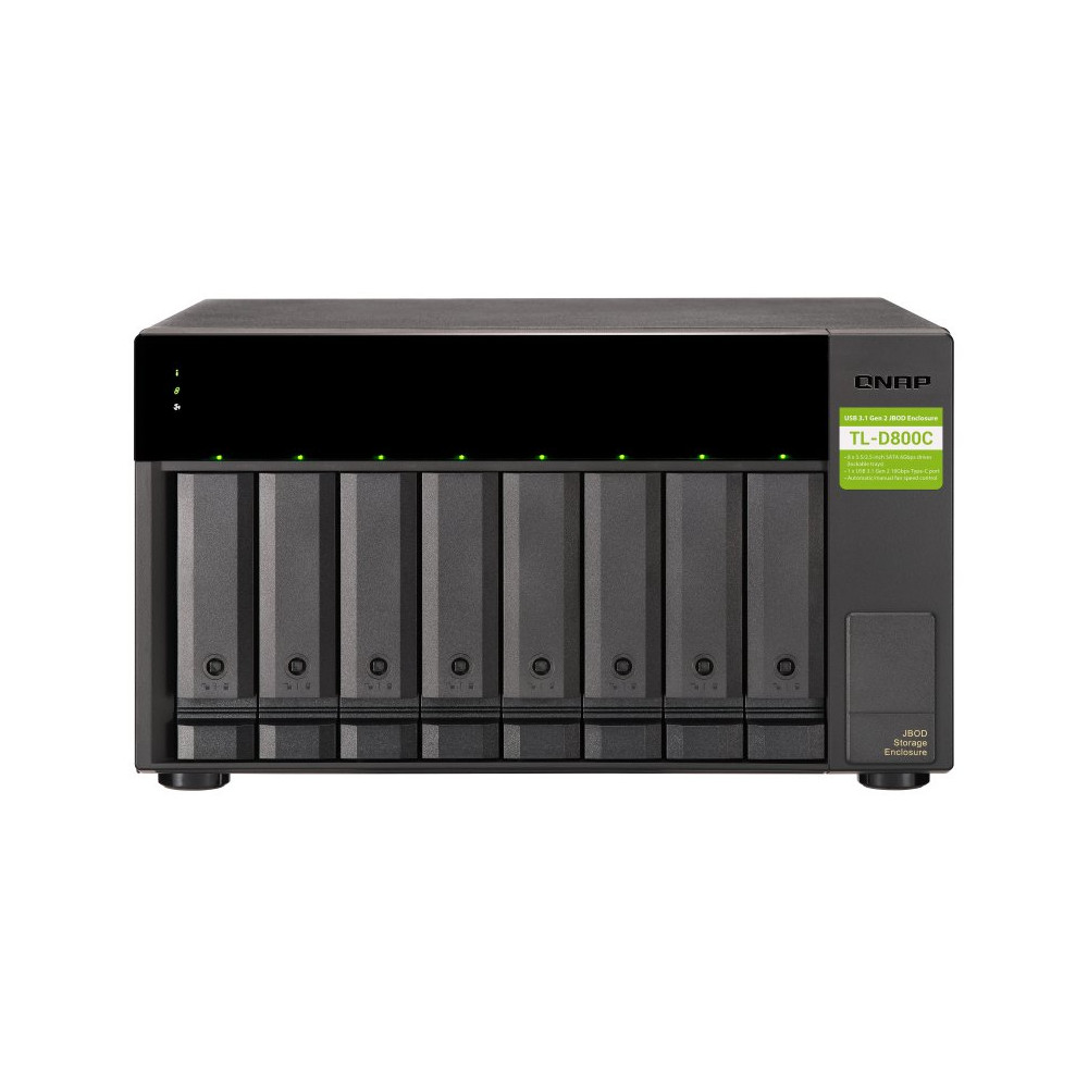 QNAP TL-D800C contenitore di unità di archiviazione Box esterno HDD/SSD Nero, Grigio 2.5/3.5"