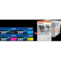 Brother TN-247 MCVP 01 nero / ciano / magenta / giallo Value Pack (+ Prindo Universal Papier 2500 Blatt)
