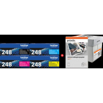 Brother TN-248 MCVP nero / ciano / magenta / giallo / Bianco Value Pack (+ Prindo Universal Papier 2500 Blatt)