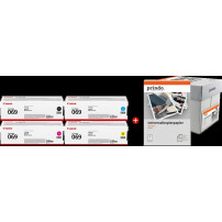 Canon 069 MCVP nero / ciano / magenta / giallo / Bianco Value Pack (+ Prindo Universal Papier 2500 Blatt)