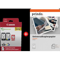 Canon PG-545+CL-546 MCVP nero / differenti colori / Bianco / Bianco Value Pack (+ Prindo Universal Papier 500 Blatt)