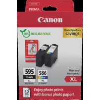 Canon PG-595XL+CL-586XL nero / differenti colori / Bianco Value Pack (+ Fotopapier 50 Blatt 10x 15 cm)