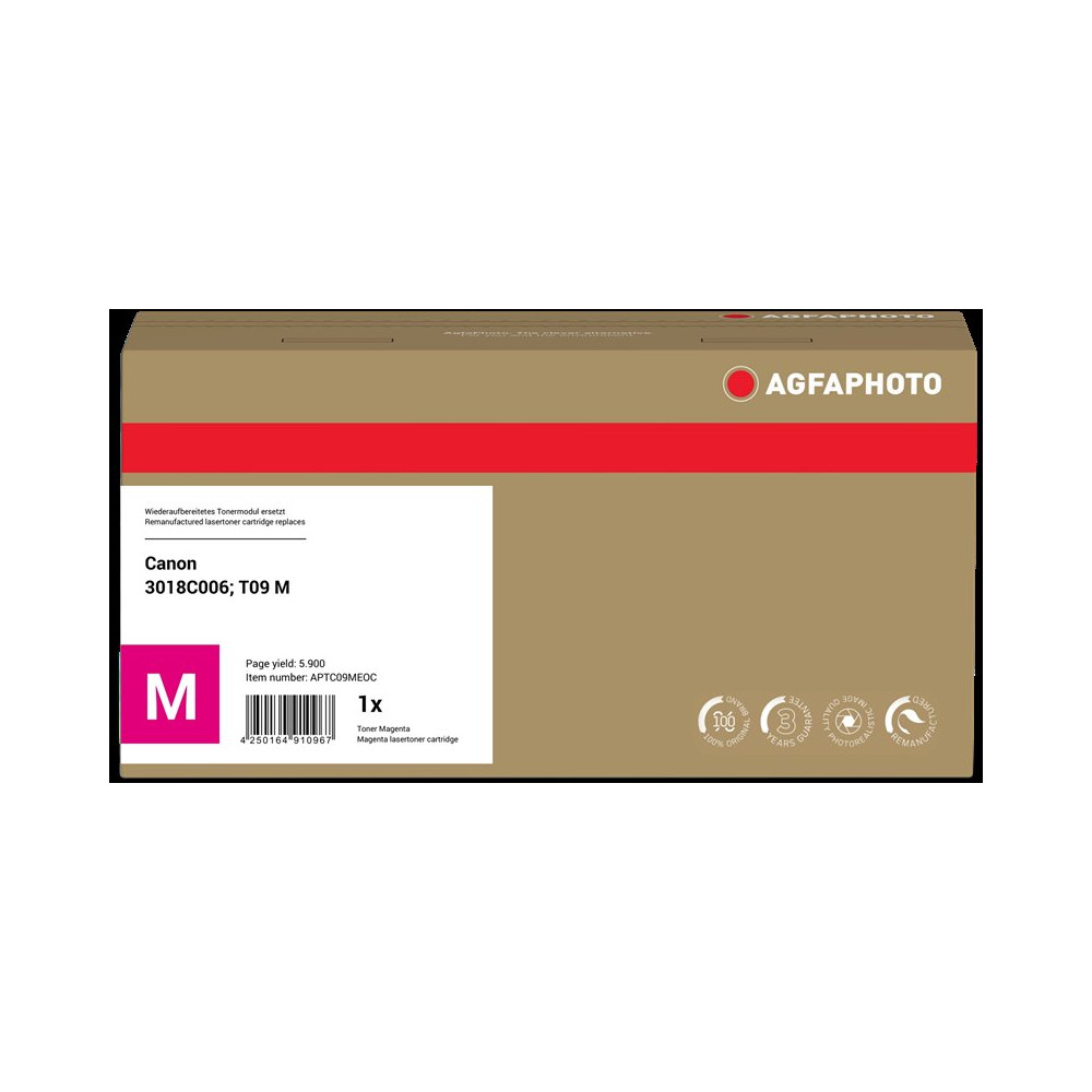 compatibile con Canon T09 m  Agfa Photo APTC09MEOC magenta toner