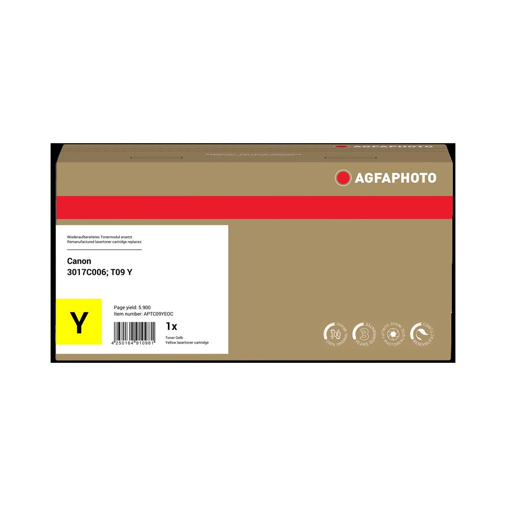 compatibile con Canon T09 y  Agfa Photo APTC09YEOC giallo toner