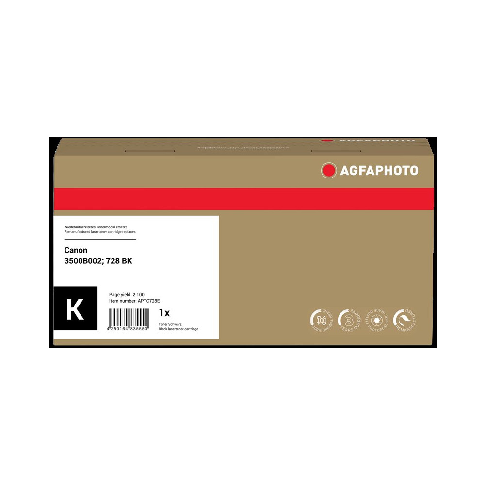 compatibile con Canon 728  Agfa Photo APTC728E nero toner