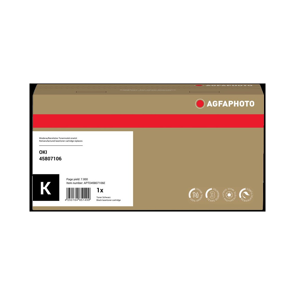 compatibile con OKI 45807106  Agfa Photo APTO45807106E nero toner