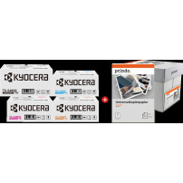 Kyocera TK-5480 MCVP nero / ciano / magenta / giallo / Bianco Value Pack (+ Prindo Universal Papier 2500 Blatt)