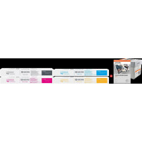 Kyocera TK-8455 MCVP nero / ciano / magenta / giallo / Bianco Value Pack (+ Prindo Universal Papier 2500 Blatt)