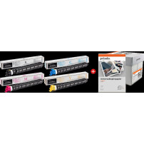 Kyocera TK-8525 MCVP 01 nero / ciano / magenta / giallo / Bianco Value Pack (+ Prindo Universal Papier 2500 Blatt)