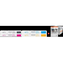 Kyocera TK-8605 MCVP nero / ciano / magenta / giallo / Bianco Value Pack (+ Prindo Universal Papier 2500 Blatt)