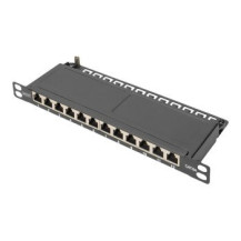 DIGITUS Cat.6A Slim Patchpanel geschirmt 12-Port 0.5HE 10″sw - 12-port - Alloggiamento sottile