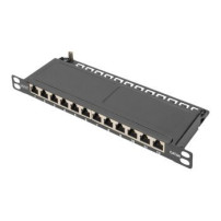 DIGITUS Cat.6A Slim Patchpanel geschirmt 12-Port 0.5HE 10″sw - 12-port - Alloggiamento sottile