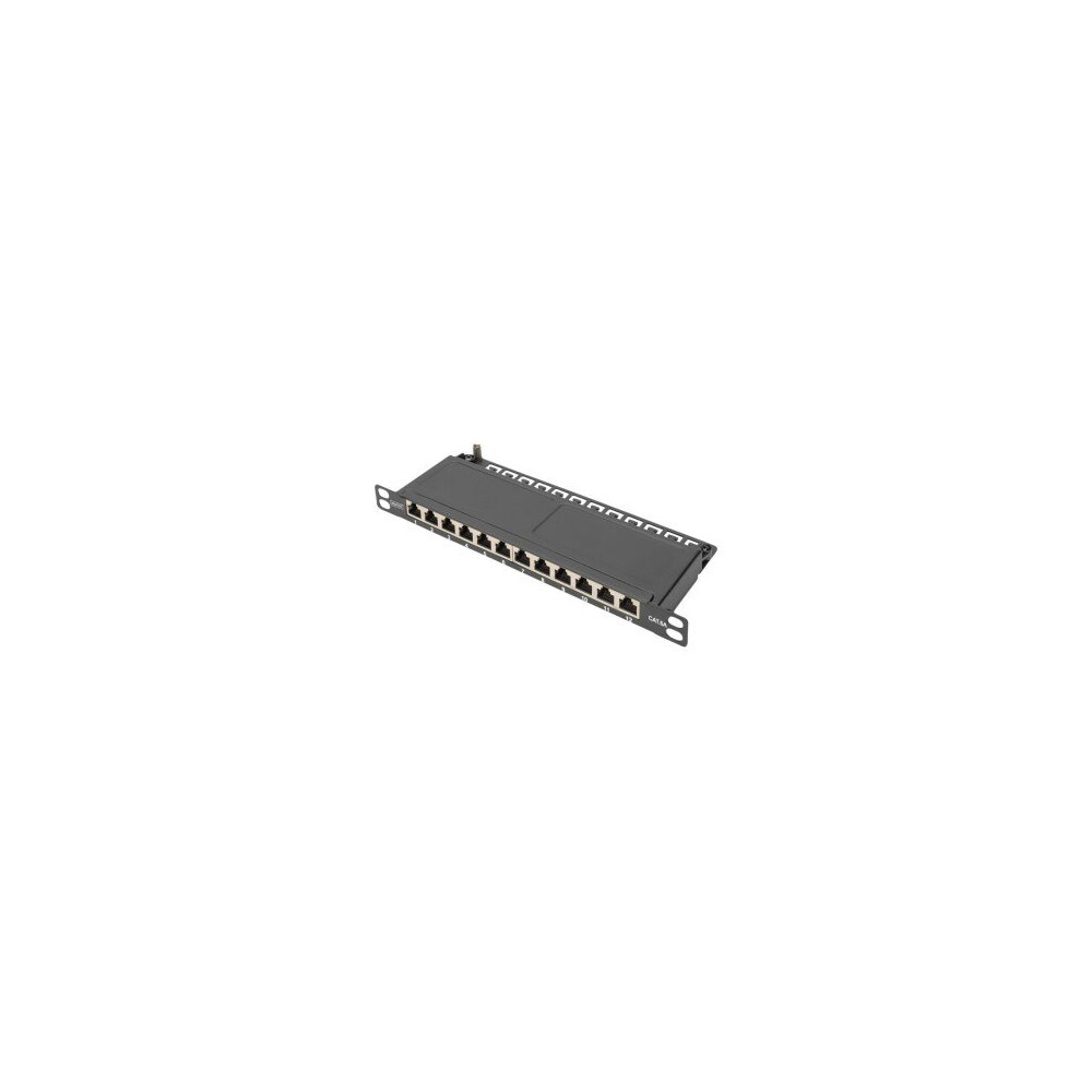 DIGITUS Cat.6A Slim Patchpanel geschirmt 12-Port 0.5HE 10″sw - 12-port - Alloggiamento sottile