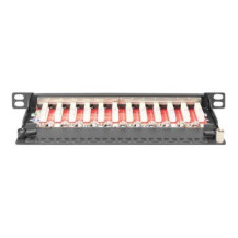 DIGITUS Cat.6A Slim Patchpanel geschirmt 12-Port 0.5HE 10″sw - 12-port - Alloggiamento sottile