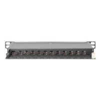 DIGITUS Cat.6A Slim Patchpanel geschirmt 12-Port 0.5HE 10″sw - 12-port - Alloggiamento sottile