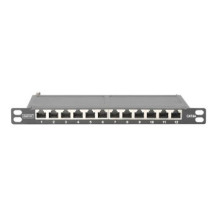 DIGITUS Cat.6A Slim Patchpanel geschirmt 12-Port 0.5HE 10″sw - 12-port - Alloggiamento sottile