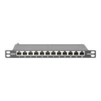 DIGITUS Cat.6A Slim Patchpanel geschirmt 12-Port 0.5HE 10″sw - 12-port - Alloggiamento sottile