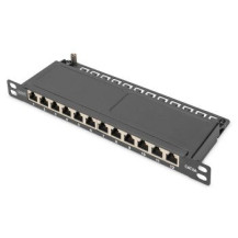 DIGITUS Cat.6A Slim Patchpanel geschirmt 12-Port 0.5HE 10″sw - 12-port - Alloggiamento sottile
