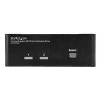 StarTech.com Switch KVM USB doppio DisplayPort 2 porte con audio e hub USB 2.0 - 3840 x 2400 Pixel - 4K Ultra HD - 18 W - Nero
