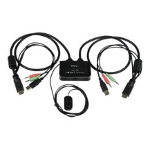 StarTech.com Switch KVM cavo HDMI USB 2 porte con audio e switch remoto – Alimentazione USB - 1920 x 1200 Pixel - Nero