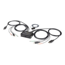 StarTech.com Switch DisplayPort KVM 4K a 60 Hz e 2 porte con cavi integrati - 3840 x 2160 Pixel - 4K Ultra HD - Nero