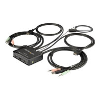 StarTech.com Switch KVM HDMI a 2 porte 4K 60Hz - Switch KVM compatto a doppia porta UHD/Ultra HD USB con cavi da 4 piedi integra