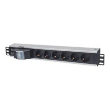 Intellinet 711432 - 1.5U - Verticale - Alluminio - Nero - Grigio - 6 presa(e) AC - Tipo F