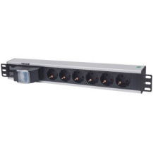 Intellinet 711432 - 1.5U - Verticale - Alluminio - Nero - Grigio - 6 presa(e) AC - Tipo F