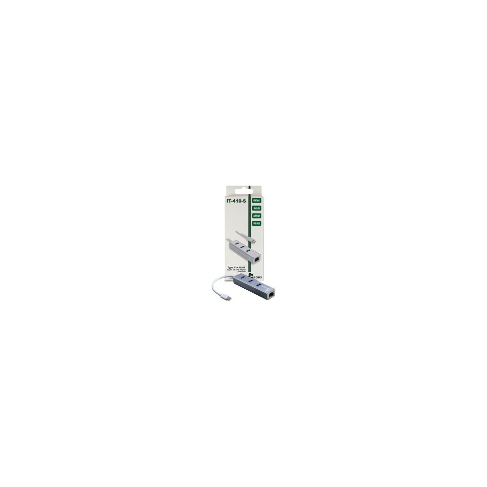 Inter-Tech Argus IT-410-S - USB 3.2 Gen 1 (3.1 Gen 1) Type-C - RJ-45,USB 3.2 Gen 1 (3.1 Gen 1) Type-A - Grigio - Alluminio - LAN