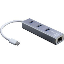 Inter-Tech Argus IT-410-S - USB 3.2 Gen 1 (3.1 Gen 1) Type-C - RJ-45,USB 3.2 Gen 1 (3.1 Gen 1) Type-A - Grigio - Alluminio - LAN