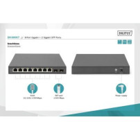 DIGITUS 8P+2SFP GE Switch 8x10/100/1000Mbit/s Uplink Ports - Interruttore