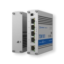 Teltonika TSW101 - Switch - 5 x 10/100/1000 - montabile su guida DIN, montabile a parete - PoE+ - CC