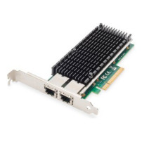 DIGITUS Scheda di rete Ethernet a 10 Gigabit a 2 porte, RJ45, PCI Express, chipset Intel