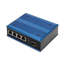 DIGITUS Switch PoE di rete Gigabit Ethernet a 4 porte, industriale, non gestito, 1 uplink SFP