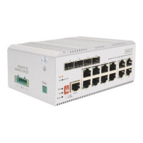 DIGITUS Switch PoE di rete Gigabit Ethernet a 8 porte, industriale, L2 gestito, 4 uplink SFP