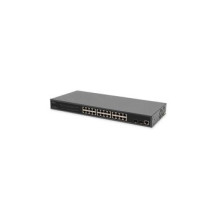 DIGITUS Switch di rete Gigabit PoE a 24 porte, 19 pollici, L2 gestito, 2 porte uplink, SFP, 430 W, af/at
