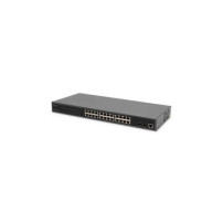 DIGITUS Switch di rete Gigabit PoE a 24 porte, 19 pollici, L2 gestito, 2 porte uplink, SFP, 430 W, af/at